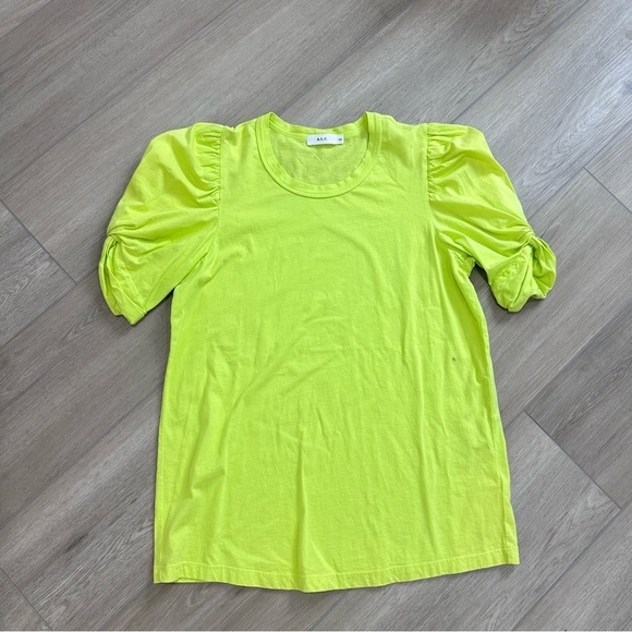 A.L.C. Kati Puff sleeve short sleeve top neon green yellow XS - Picture 4 of 7